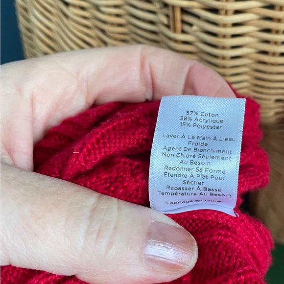 Talbots Red Cable Knit Women’s Sweater Crew Neck Size Large Cotton Blend - Picture 10 of 11